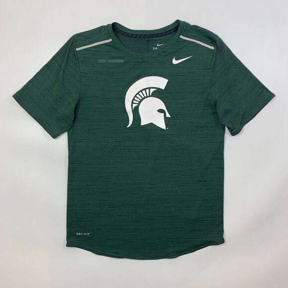 Nike Michigan State Spartans T Shirt Mens S Small Green Dri Fit Performance - Picture 2 of 12